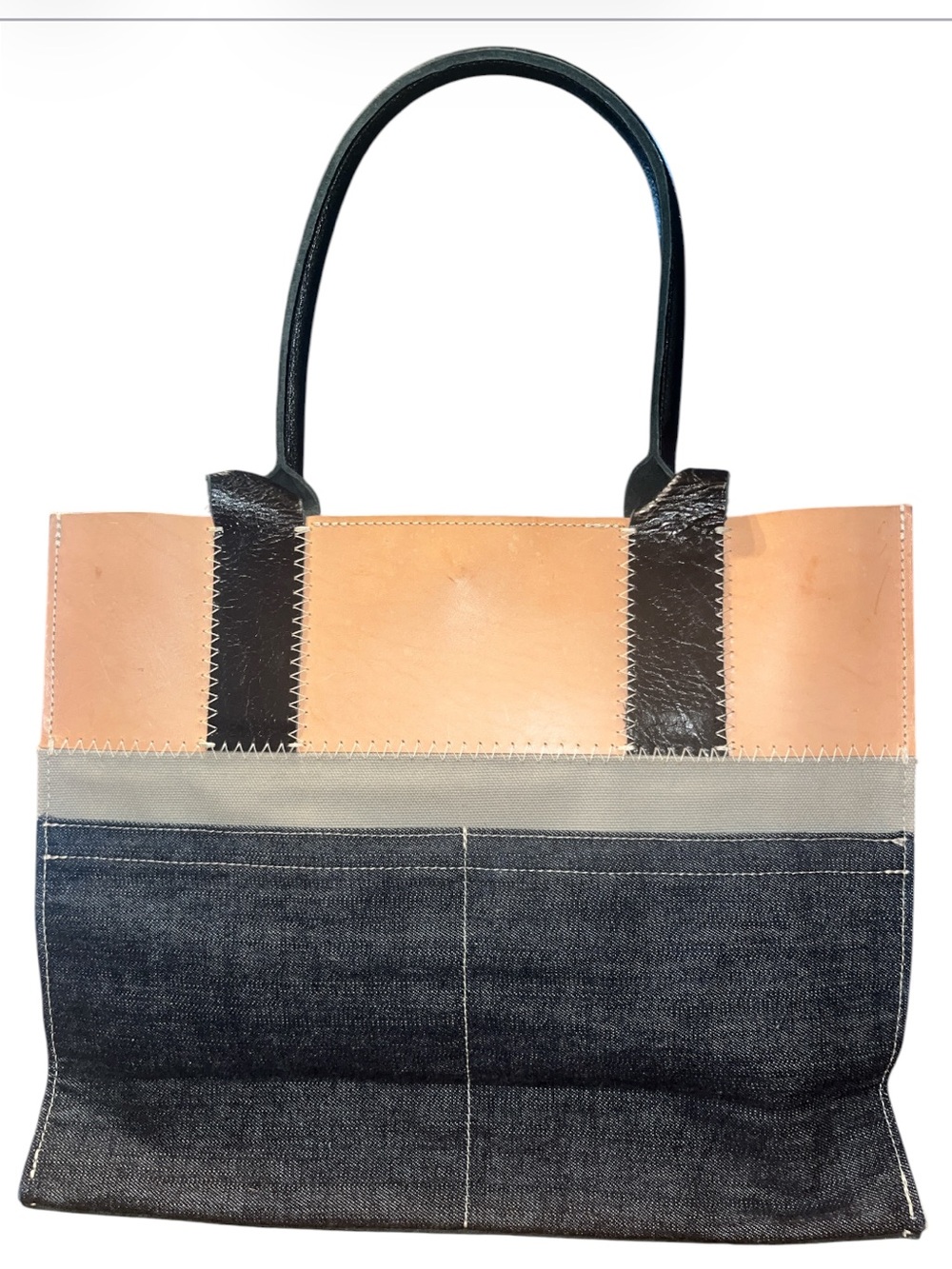 Graf Lantz Leather & Denim Ami Two-Tone Tote Bag